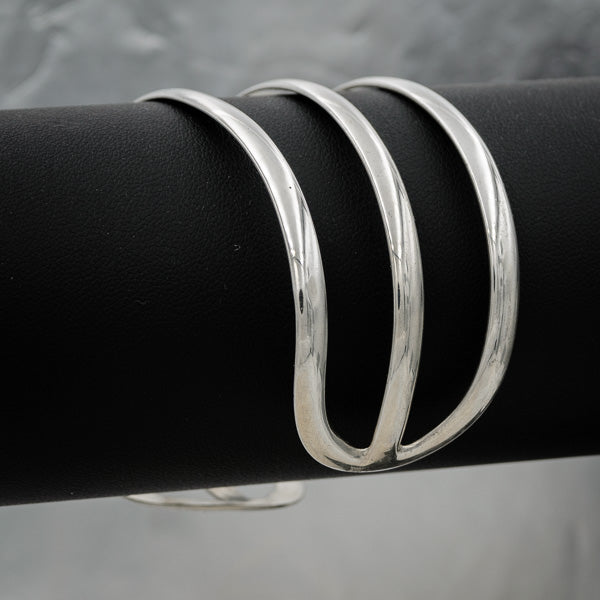 3  band sterling silver clip on bangle.