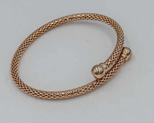 Rose gold bangle popcorn wrap bangle with 2 balls