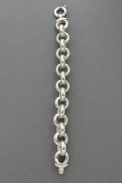 Sterling silver bold belcher bracelet 21 cm with signoretti clasp