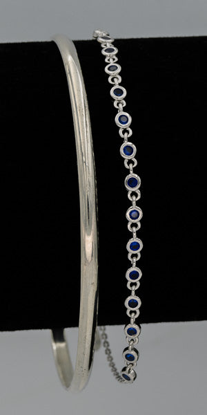 Sterling silver bracelet with blue cubics