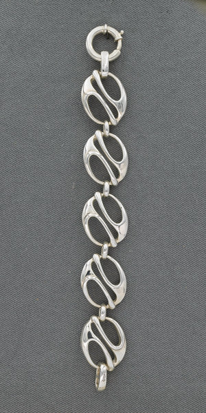 Sterling silver oval disc bracelet