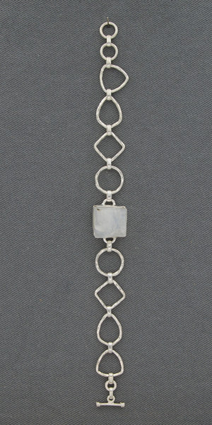 Rough moonstone set in silver bracelet