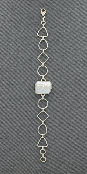 Baroque pearl set in sterling silver bracelet