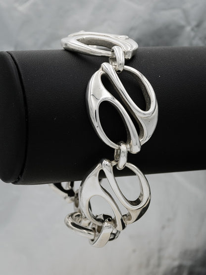 Sterling silver open oval link bracelet 20 cm