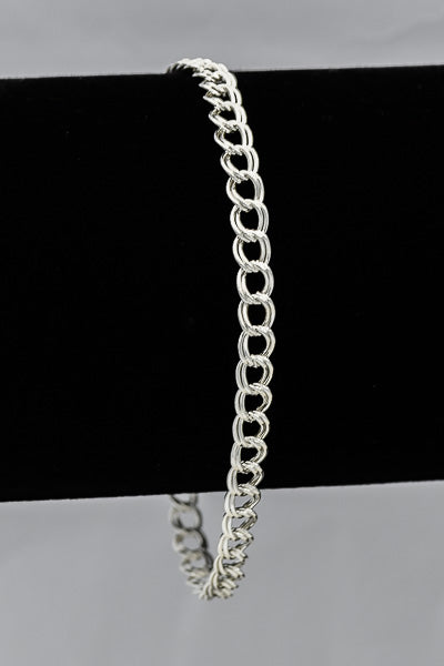 Sterling Silver Double Curb Bracelet Thin 19cm Chain - Silvertree Jewelry #