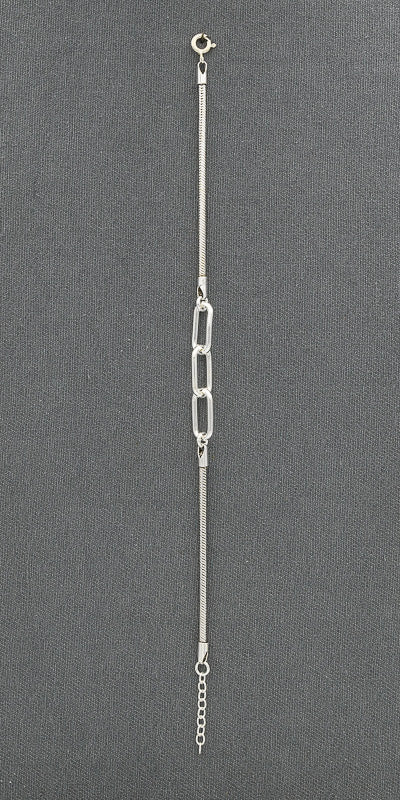 Sterling silver rectangular link snake bracelet - Silvertree Jewelry #