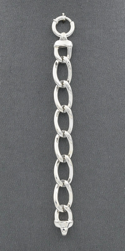 Sterling silver oval oval pipe link bracelet - Silvertree Jewelry #