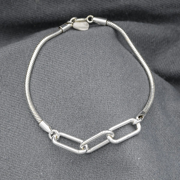 Sterling silver rectangular link snake bracelet - Silvertree Jewelry #
