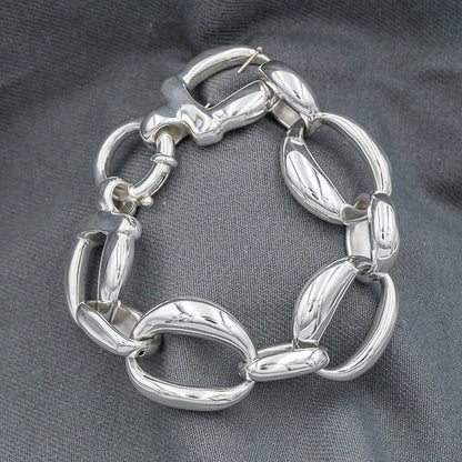 Sterling silver oval bold bracelet - Silvertree Jewelry #