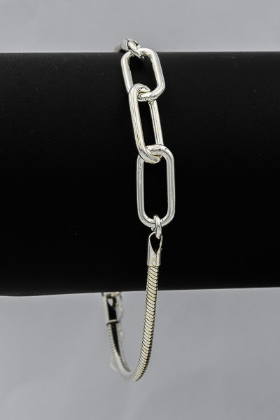 Sterling silver rectangular link snake bracelet - Silvertree Jewelry #