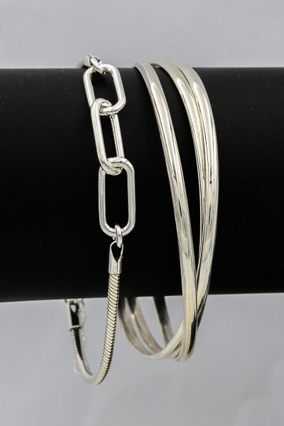 Sterling silver rectangular link snake bracelet - Silvertree Jewelry #
