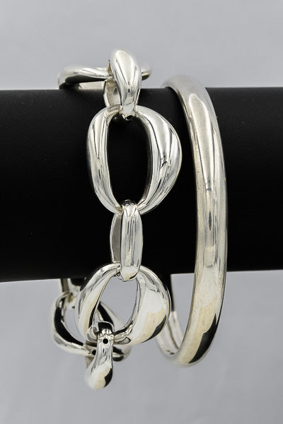 Sterling silver oval bold bracelet - Silvertree Jewelry #