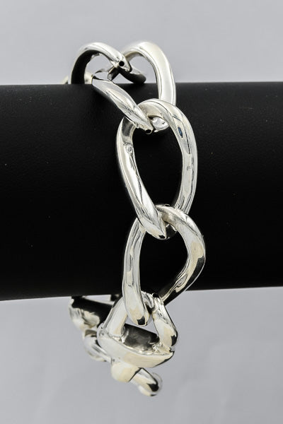 Sterling silver oval oval pipe link bracelet - Silvertree Jewelry #