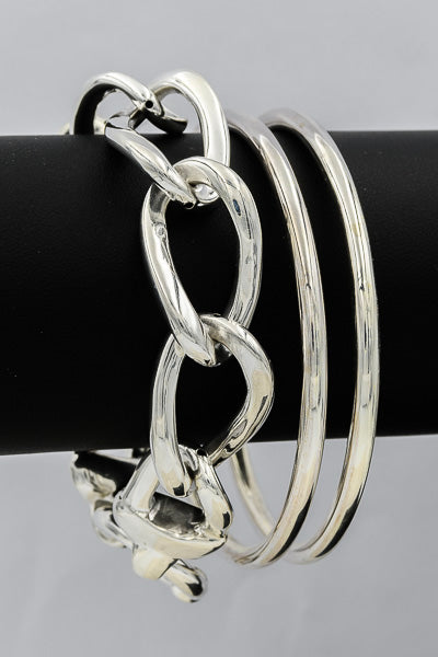 Sterling silver oval oval pipe link bracelet - Silvertree Jewelry #