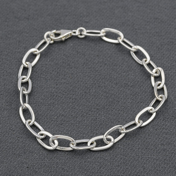 Sterling silver oval link bracelet B222