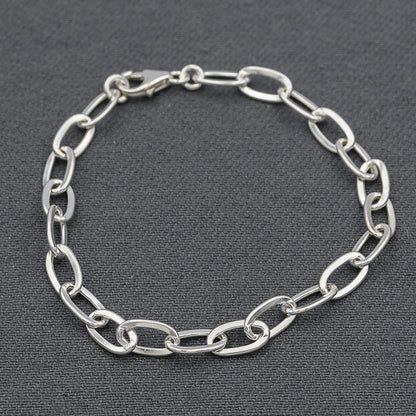Sterling silver oval link bracelet B222