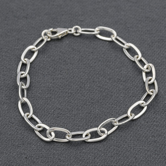 Sterling silver oval link bracelet B222
