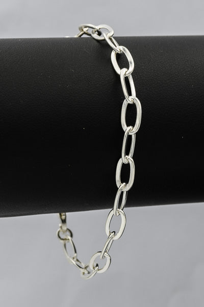 Sterling silver oval link bracelet B222