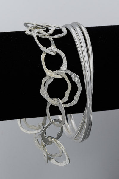 Sterling silver irregular circle bracelet