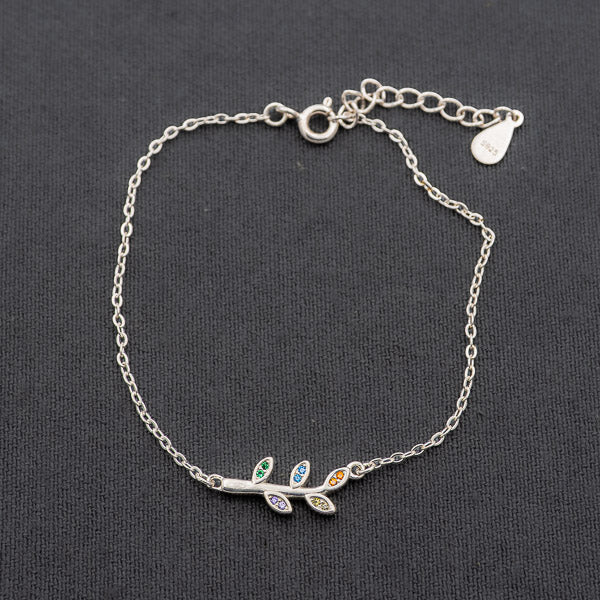 Sterling silver cubic branch leaf