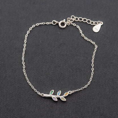 Sterling silver cubic branch leaf
