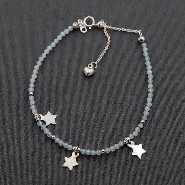 Sterling silver and blue Chalcedony stones with stars