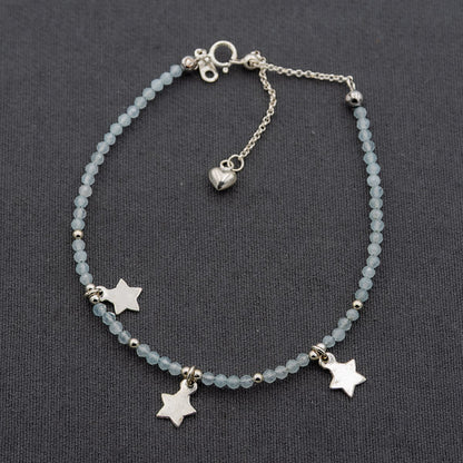 Sterling silver and blue Chalcedony stones with stars