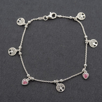 Bracelet with hearts and Tree of life discs