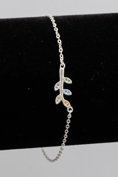 Sterling silver cubic branch leaf