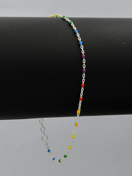 Sterling silver multi colour bead bracelet