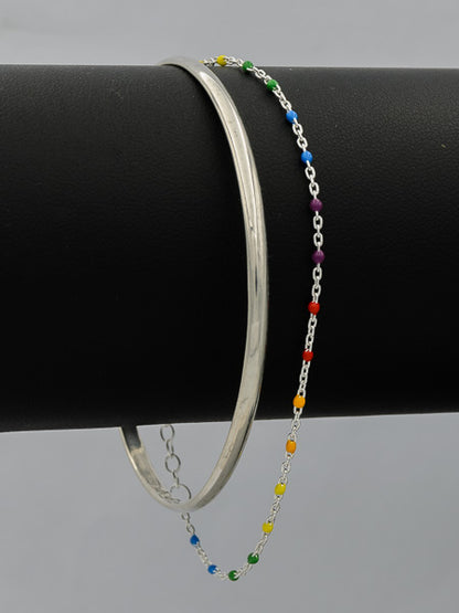 Sterling silver multi colour bead bracelet