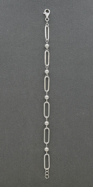 Sterling silver rectangular links with balls bracelet