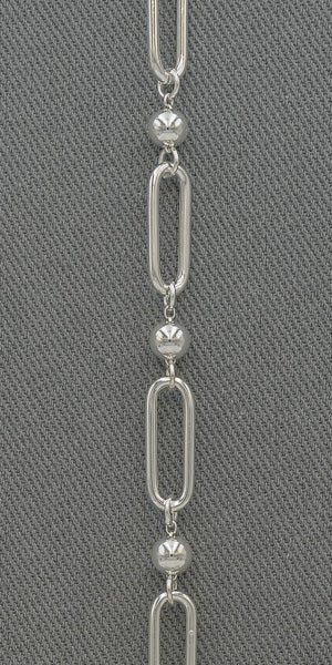 Sterling silver rectangular links with balls bracelet