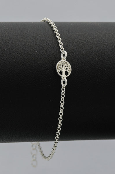 Sterling silver bracelet with a 7 mm Tree of life disc