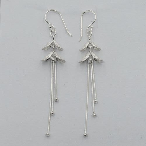 Brushed silver dangling flowers