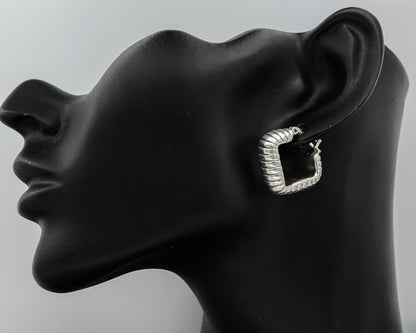Sterling silver stripe hoops