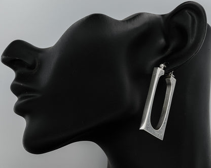 Sterling silver rectangle hoop large