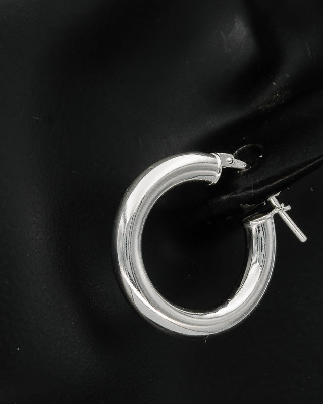 Sterling silver round tube hoops med