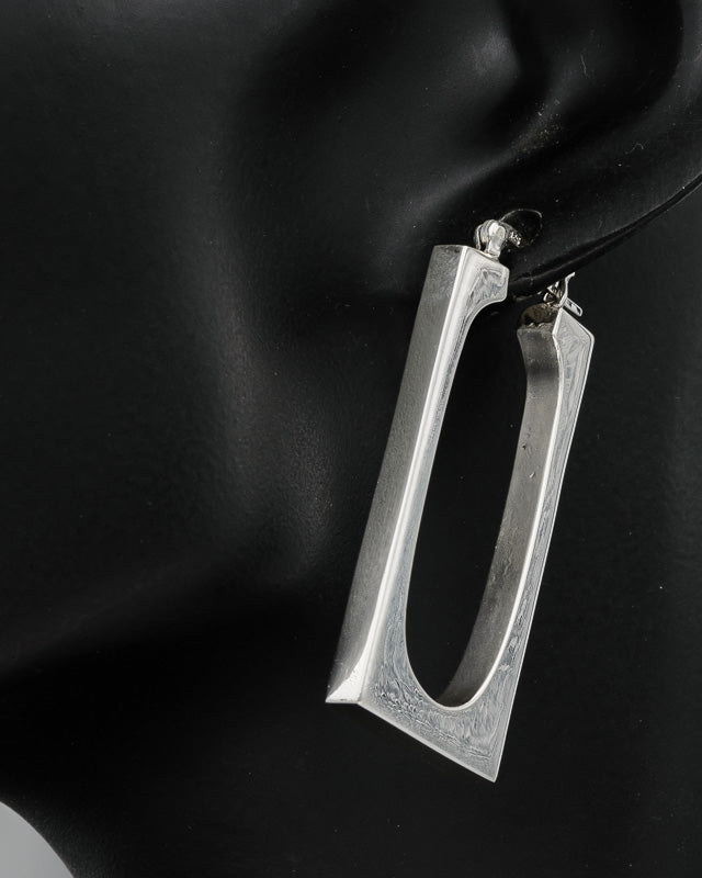 Sterling silver rectangle hoop large