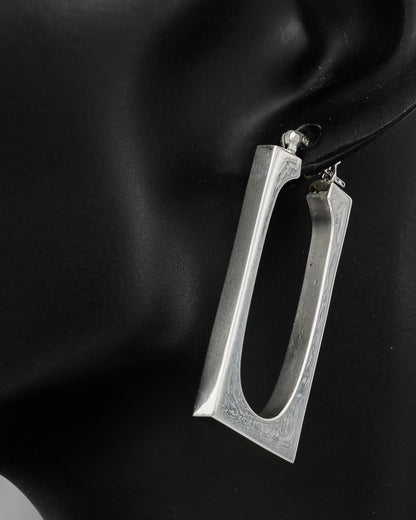 Sterling silver rectangle hoop large