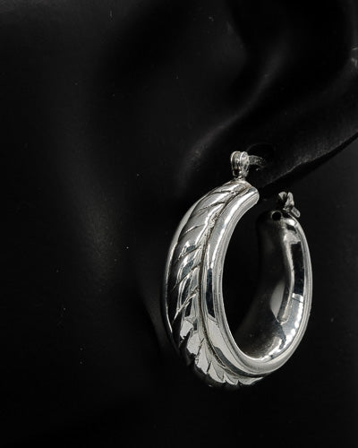 Sterling silver hoop with rope design