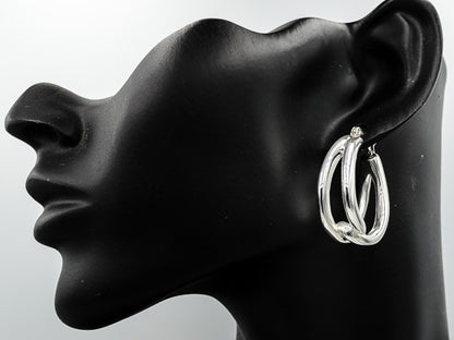 Sterling silver loop hoop earring