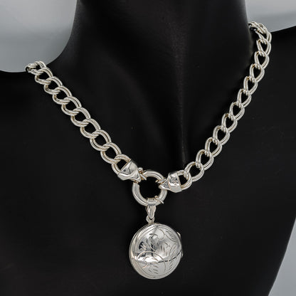 Sterling silver double curb chain with signoretti clasp