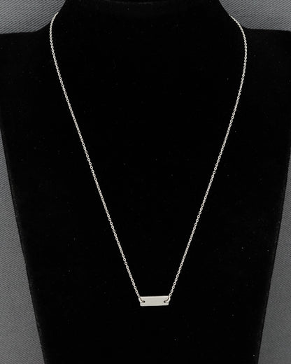 Sterling Silver Rectangle Disc Necklace 42cm
