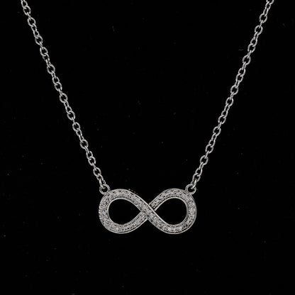 Sterling Silver Infinity Pendant with Cubic Zirconia on Adjustable Chain – 40cm + 5cm Extension - Silvertree Jewelry #