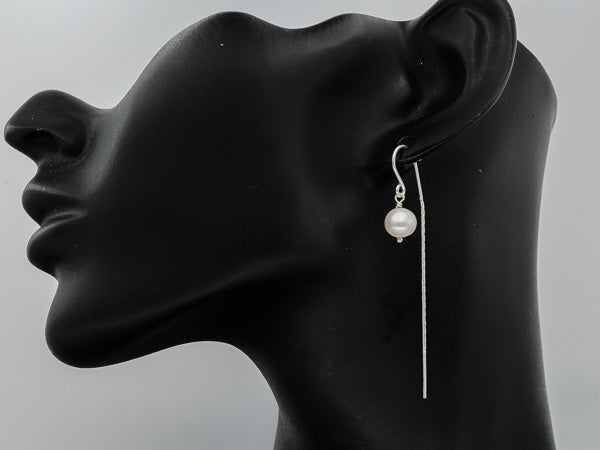 Sterling silver threader  pearl earring