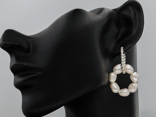 Sterling silver hook with a pearl wreath