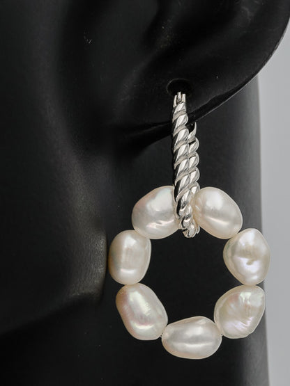 Sterling silver hook with a pearl wreath