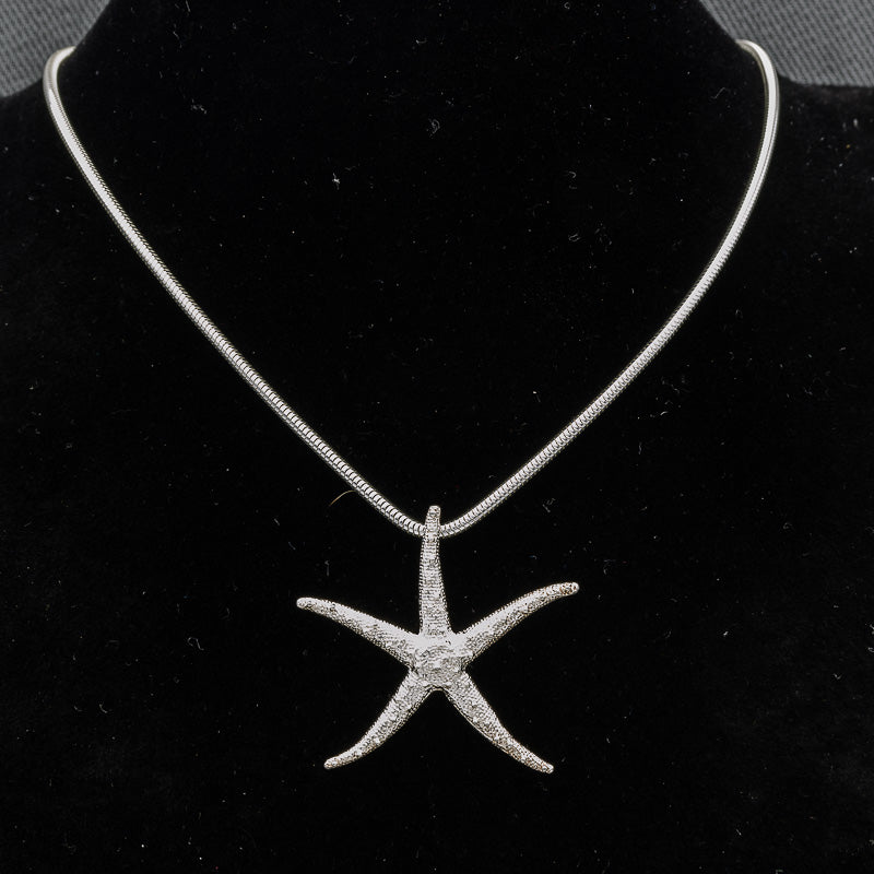 Sterling Silver Starfish Pendant – Matte & Polished Finish