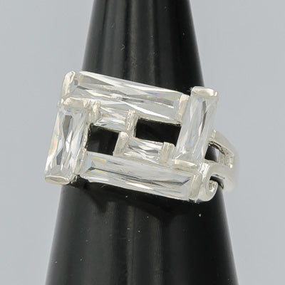 Sterling silver rectangle cubic ring